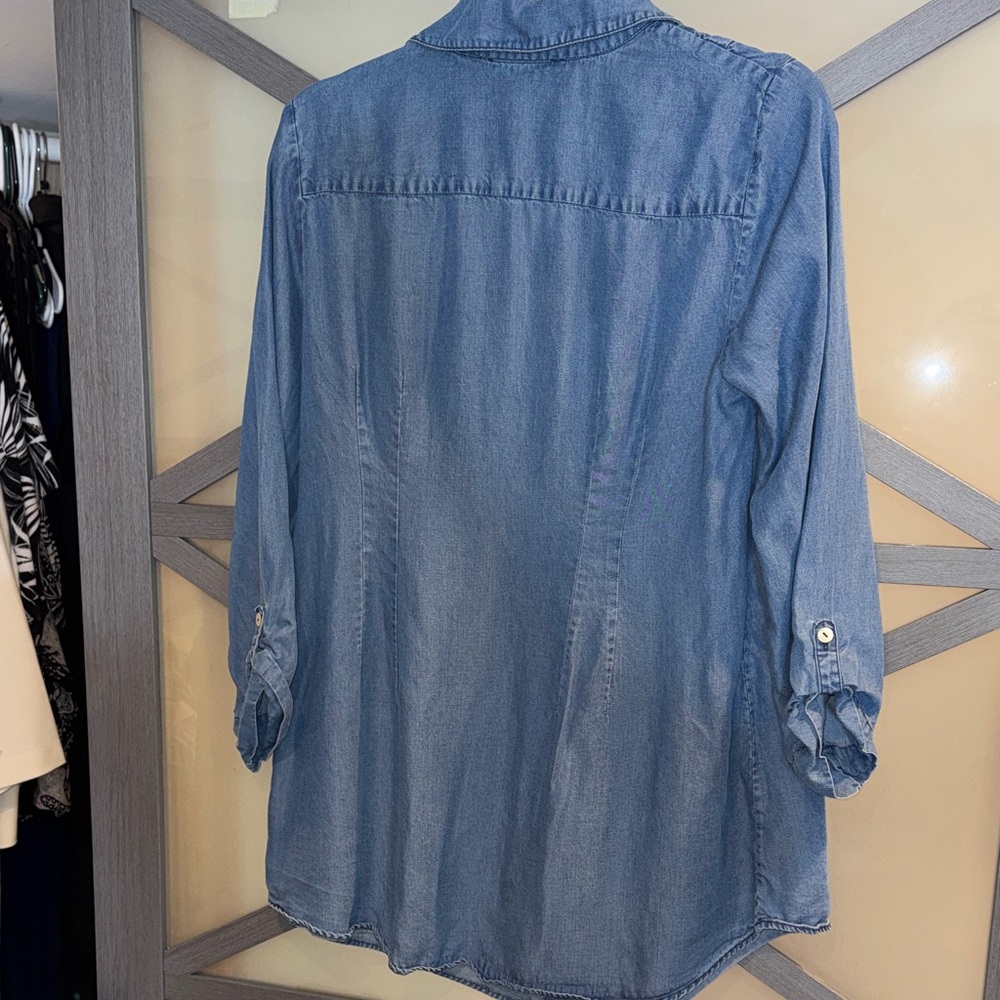 Soft Surroundings Blue Button Down Shirt - Picture 7 of 9